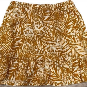Christian‎ Siriano 100% Linen Tropical Golden Brown Beige Mini Skirt Medium EUC